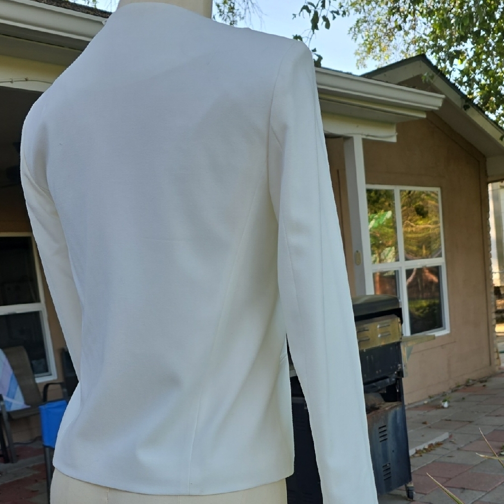 Tahari White Open-Front Blazer Jacket - Picture 7 of 8